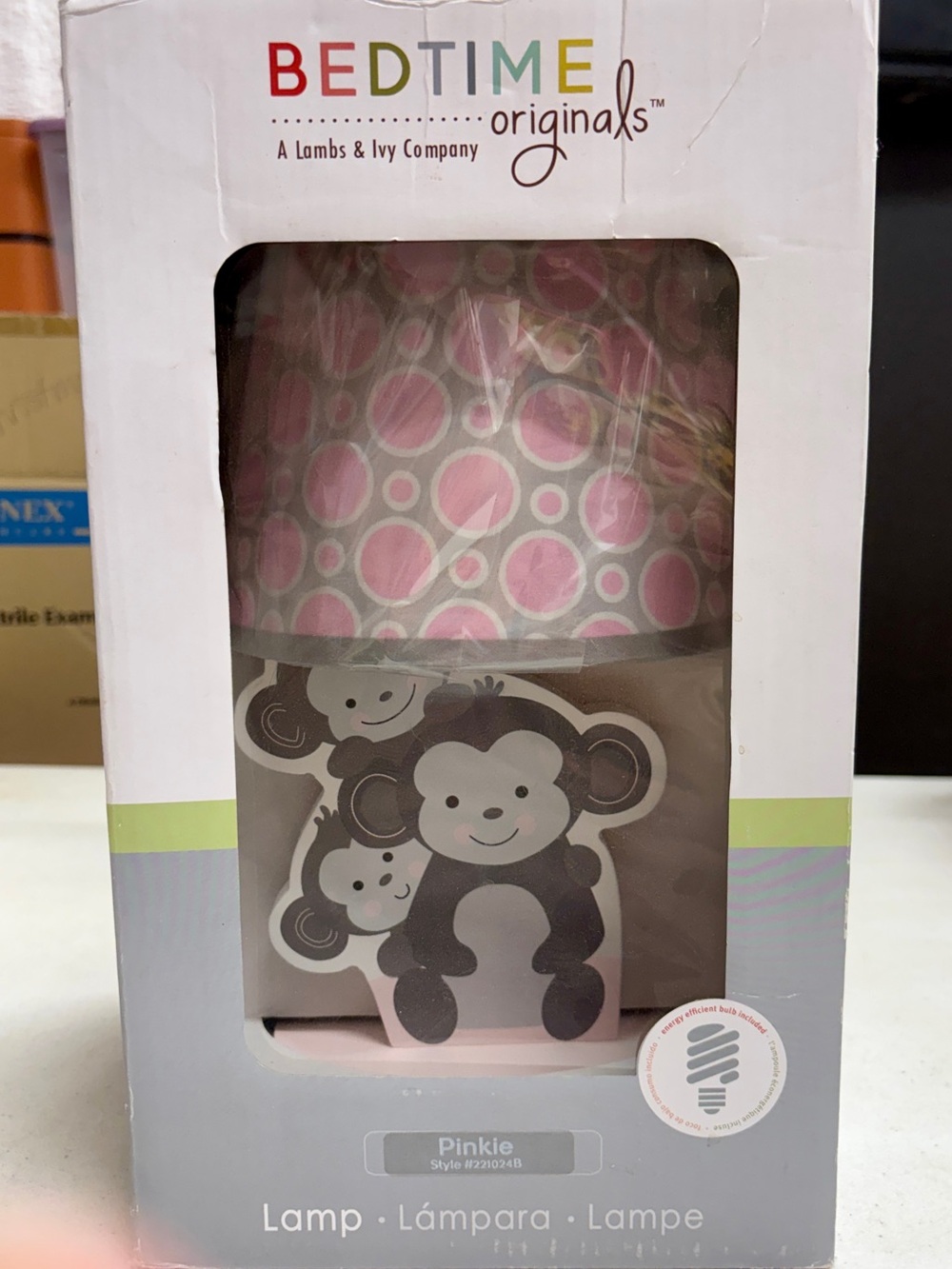 Bedtime Originals Pinkie Lamp by Lambs & Ivy (monkeys) NEW